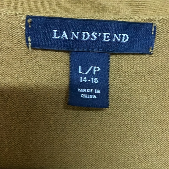 Lands’ End size large petite olive green v-neck gemstone button down cardigan - Picture 4 of 7